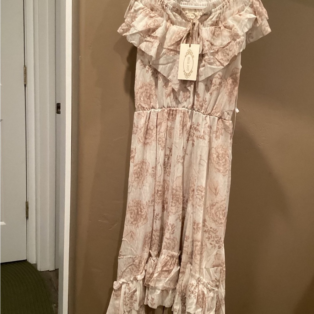 Joyfolie Cream and Pink Floral Kids Formal Dress